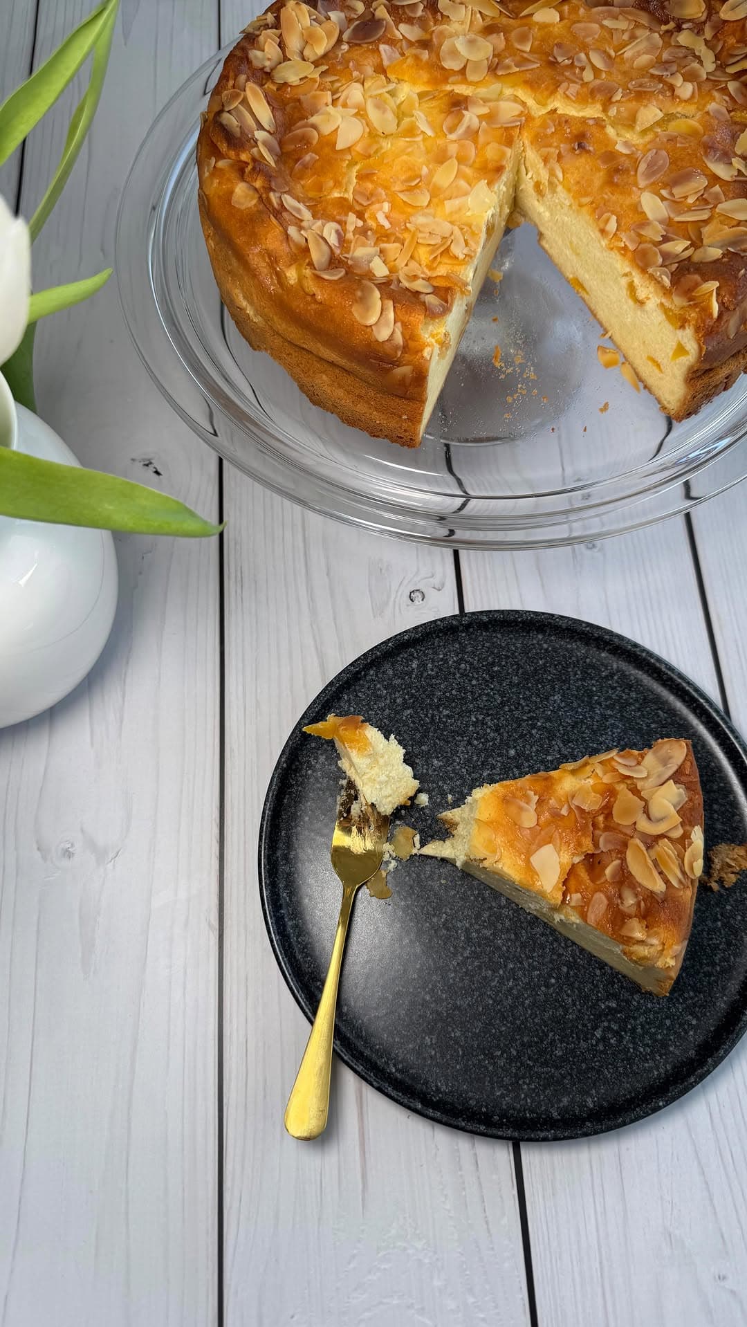 Pfirsich-Grieß-Käsekuchen ohne Boden